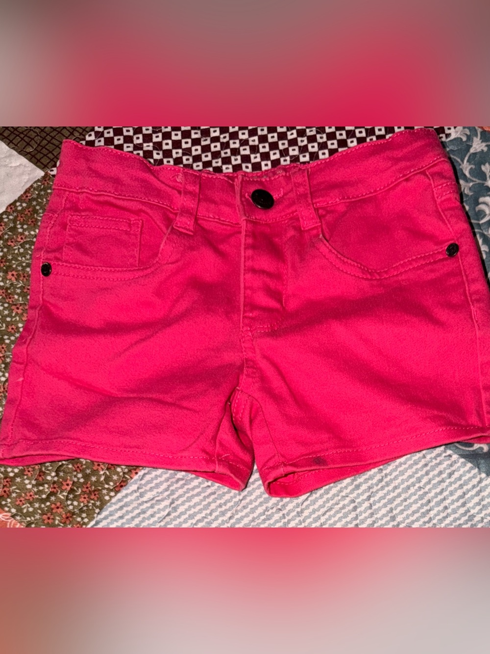 Girls Real Love Hot Pink Denim Shorts Size 7 Adjustable Waist